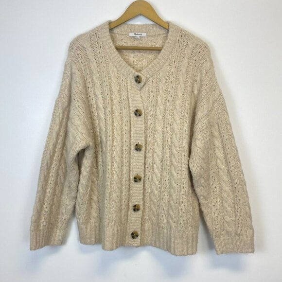 Madewell Pointelle Cable Knit Cardigan Sweater - Picture 2 of 10